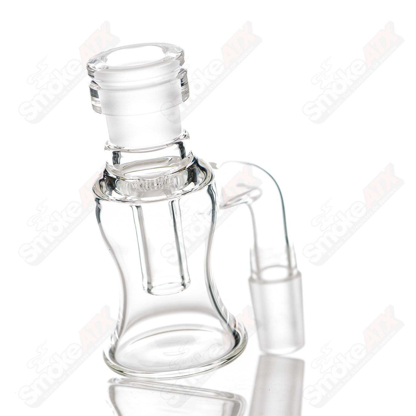 Stephan Peirce Glass 14/90 Mini Dry Catcher, clear glass dry catcher with intricate design, on a neutral background.