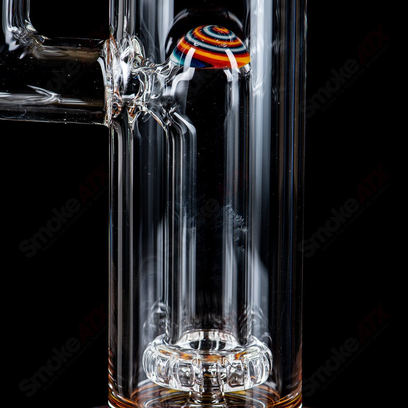 Toro Glass 14mm circumference to 13-arm perc straight glass tube with reversal sections, designed for water filtration and smooth hits.