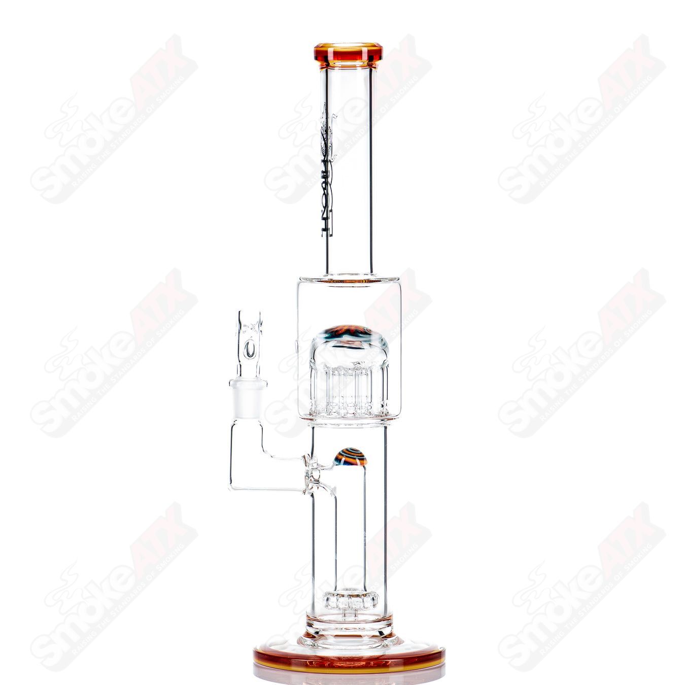 Toro Glass 14mm circular to 13-arm perc straight tube with reversal sections, designed for smooth water filtration.