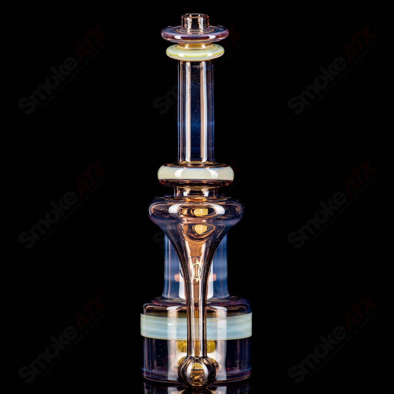 14mm double diffused RBR concentrate rig with chocolate opal and ghostover yellow glass by Bear Mountain Studios.