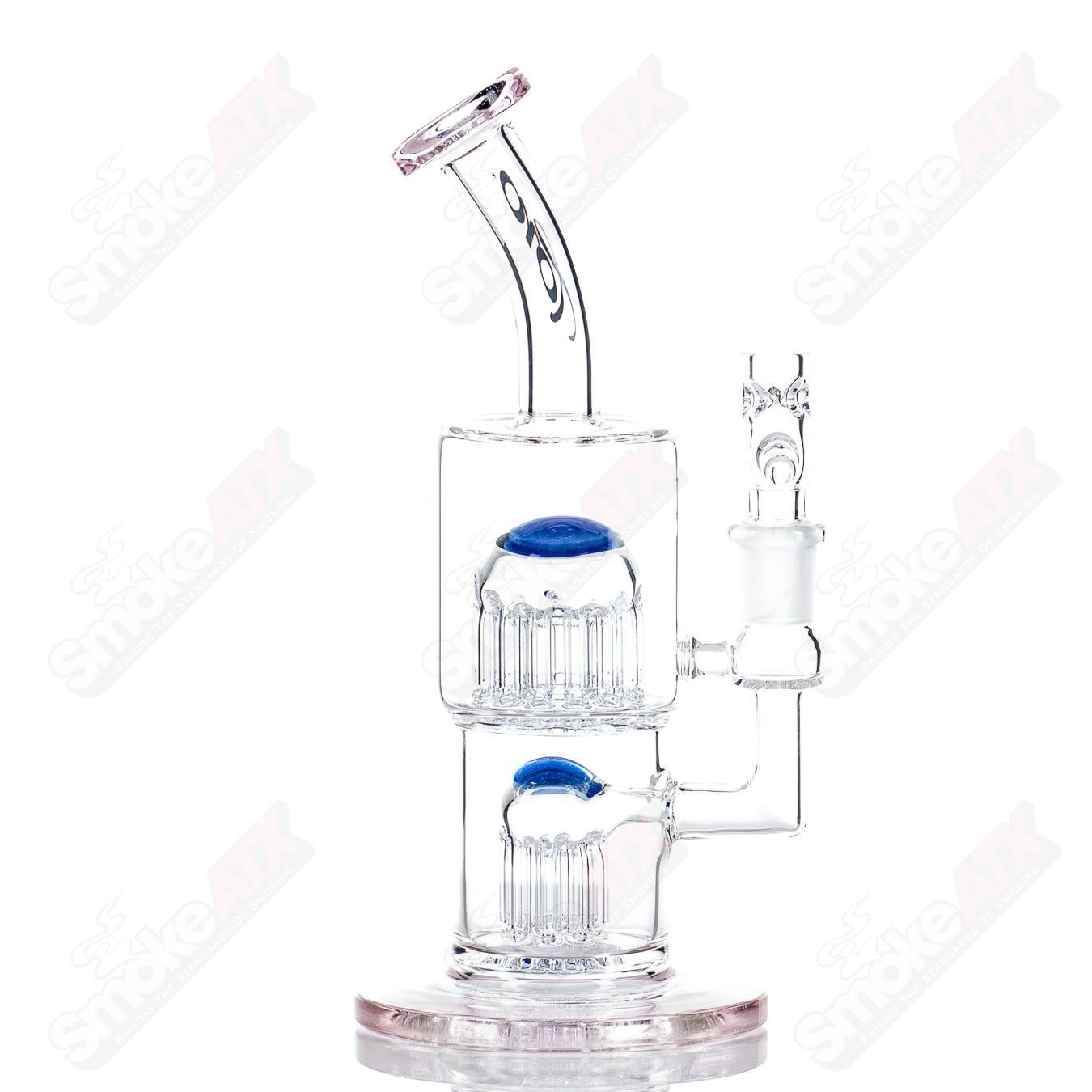 Toro Glass 14mm Double Macro XL bubbler with colorful accents, featuring intricate glasswork and a sturdy design.