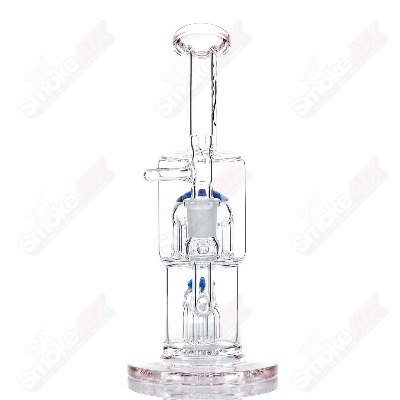 Toro 14mm Double Macro XL glass bubbler with colorful accents, featuring intricate design and durable construction.