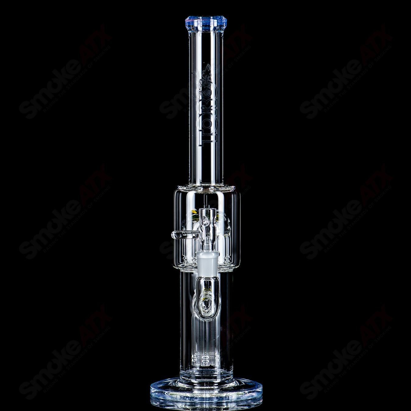 Toro 14mm Mini 7/13 Arm Perc straight glass tube with colorful cap, designed for smooth smoking experience.