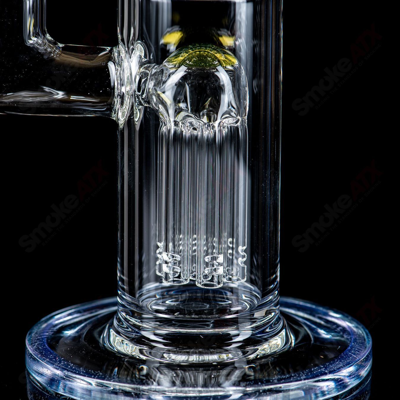 Toro 14mm mini 7/13 arm perc straight glass tube with color cap, designed for smooth smoking experiences.