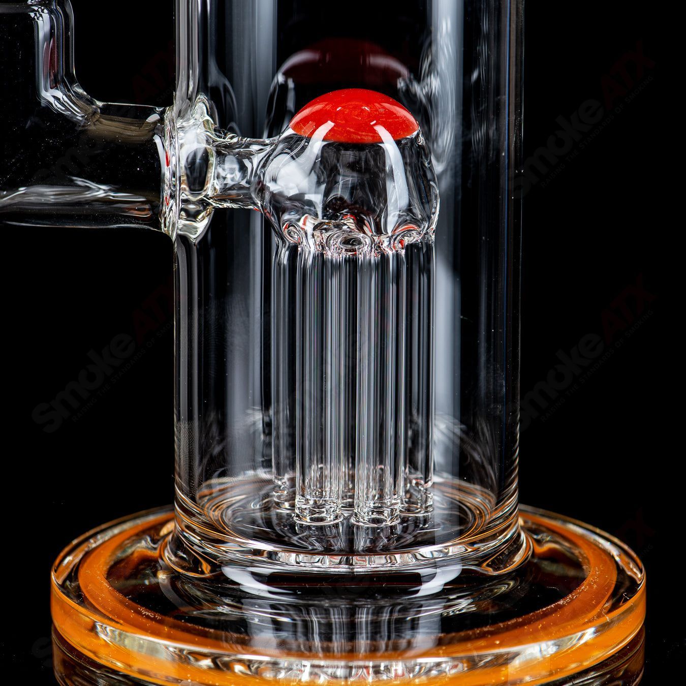 Toro 14mm mini tree glass straight tube with colorful accents, intricate design, and clear borosilicate glass construction.