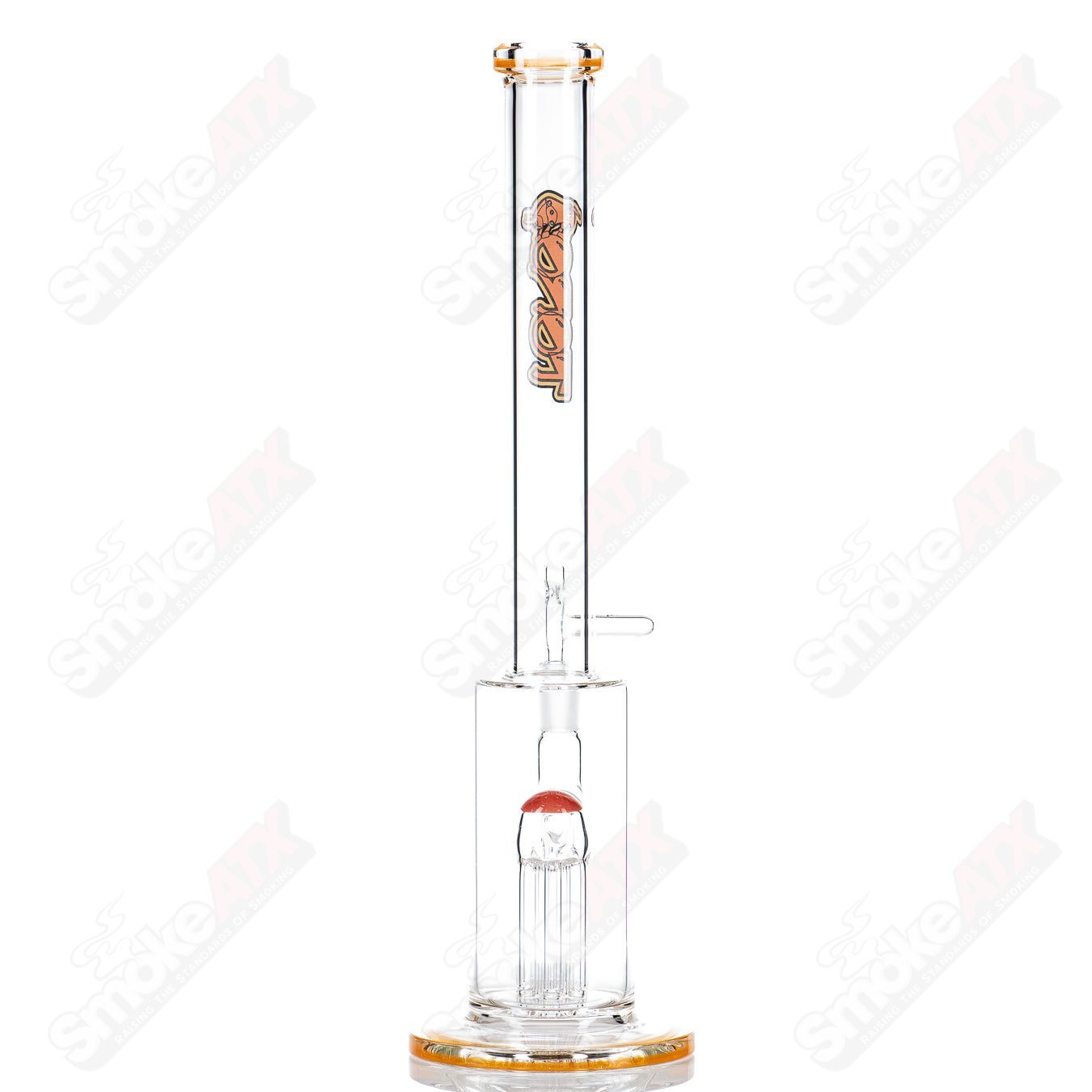 Toro 14mm mini tree glass straight tube with colorful accents, featuring intricate branch design and clear glass construction.