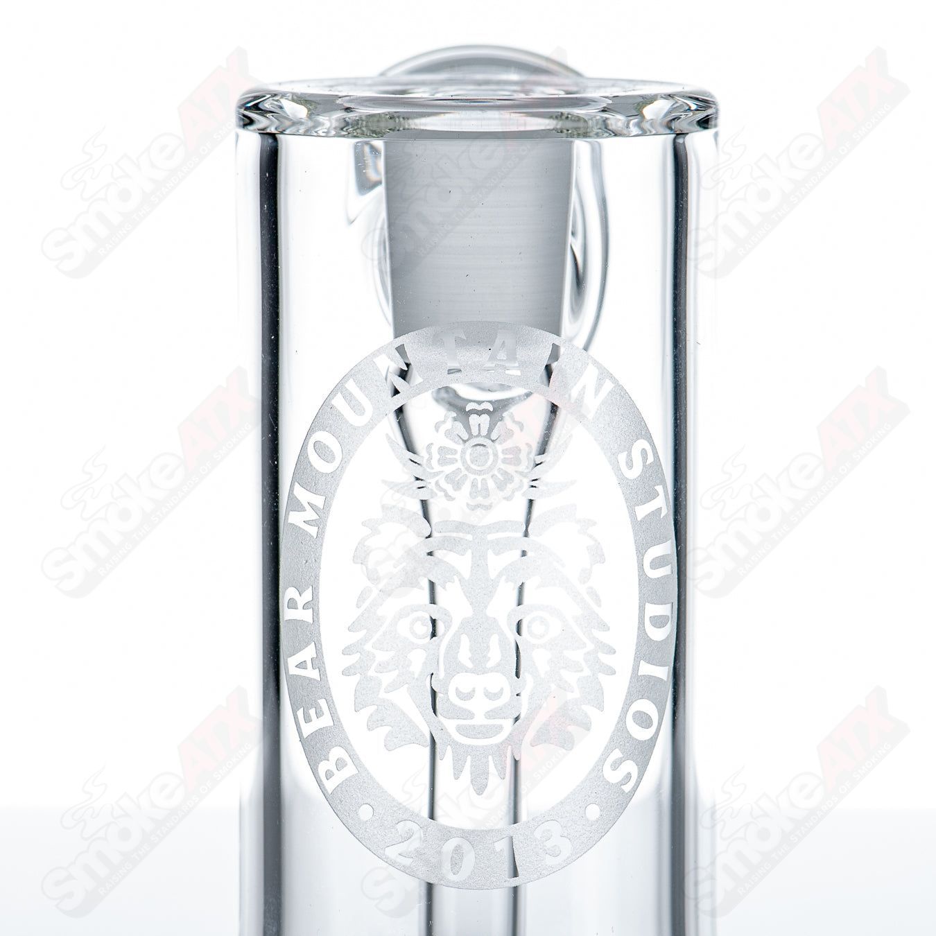 14mm Terp Hammer by Bear Mountain Studios, heady glass concentrate rig with intricate design and clear glass accents.