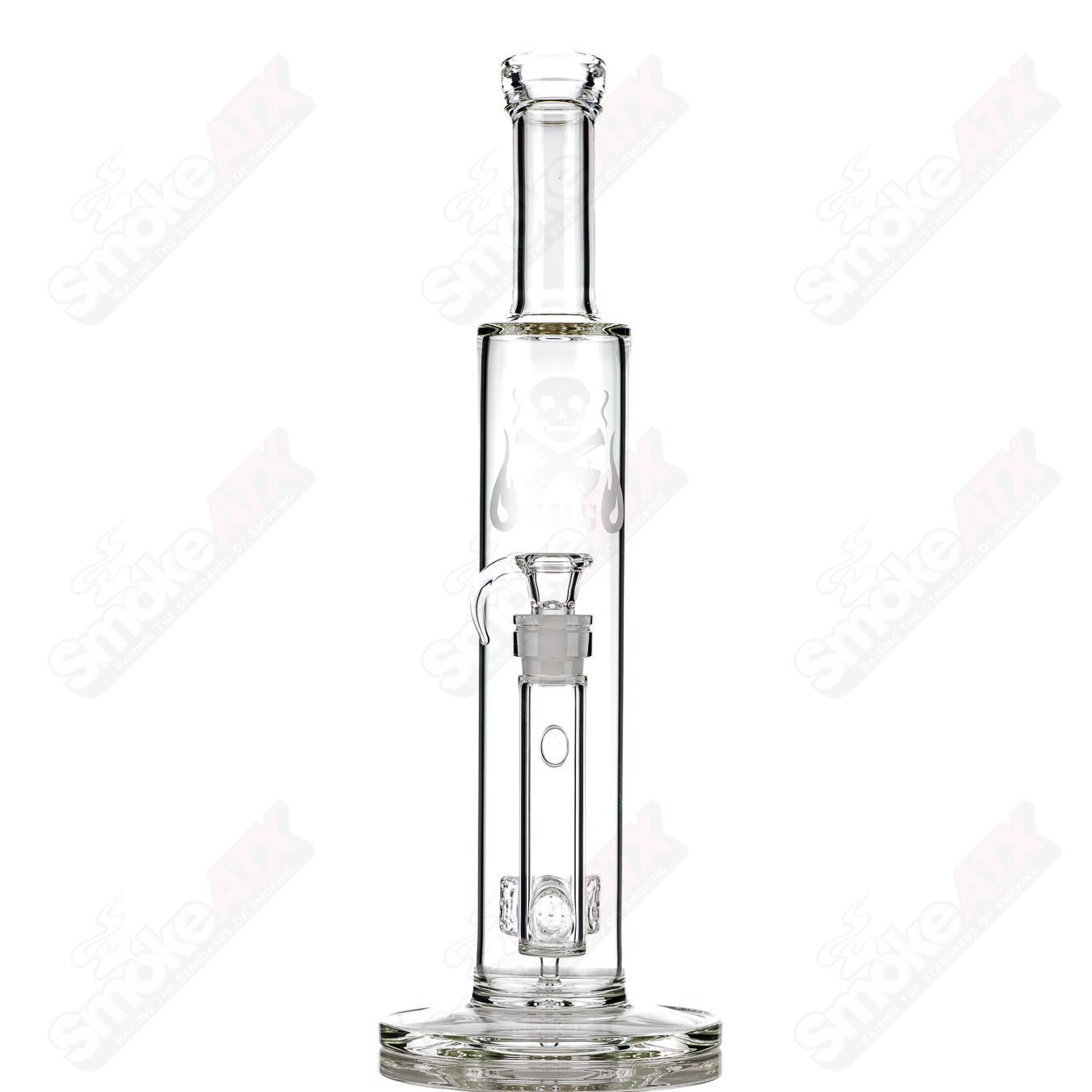 15in Clear Puck Perc Bent Neck Tube SPG - Smoke ATX