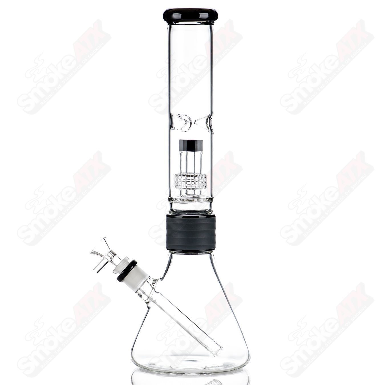16" Black Accent Beaker w Silicone Grip Diamond Glass - Smoke ATX