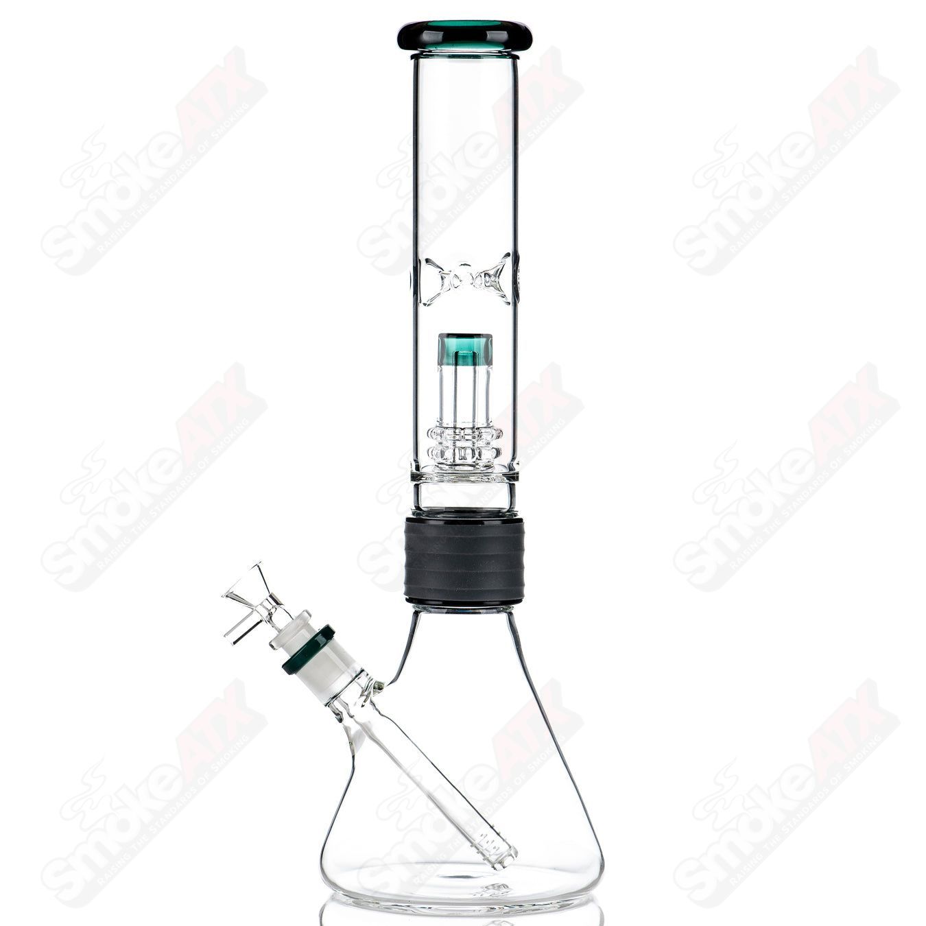16" Teal Accent Beaker w Silicone Grip Diamond Glass - Smoke ATX
