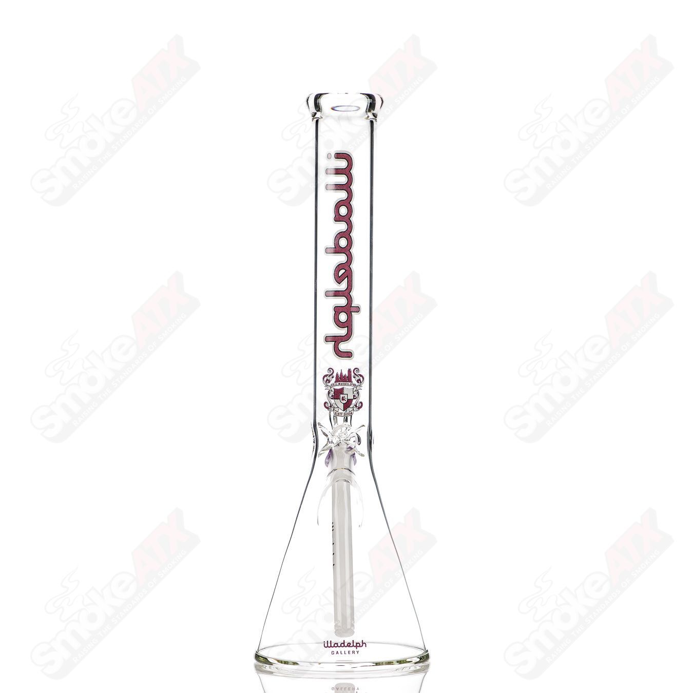 Purple 17-inch Illadelph short beaker glass with 5mm thickness, featuring a classic beaker shape and clear glass design.