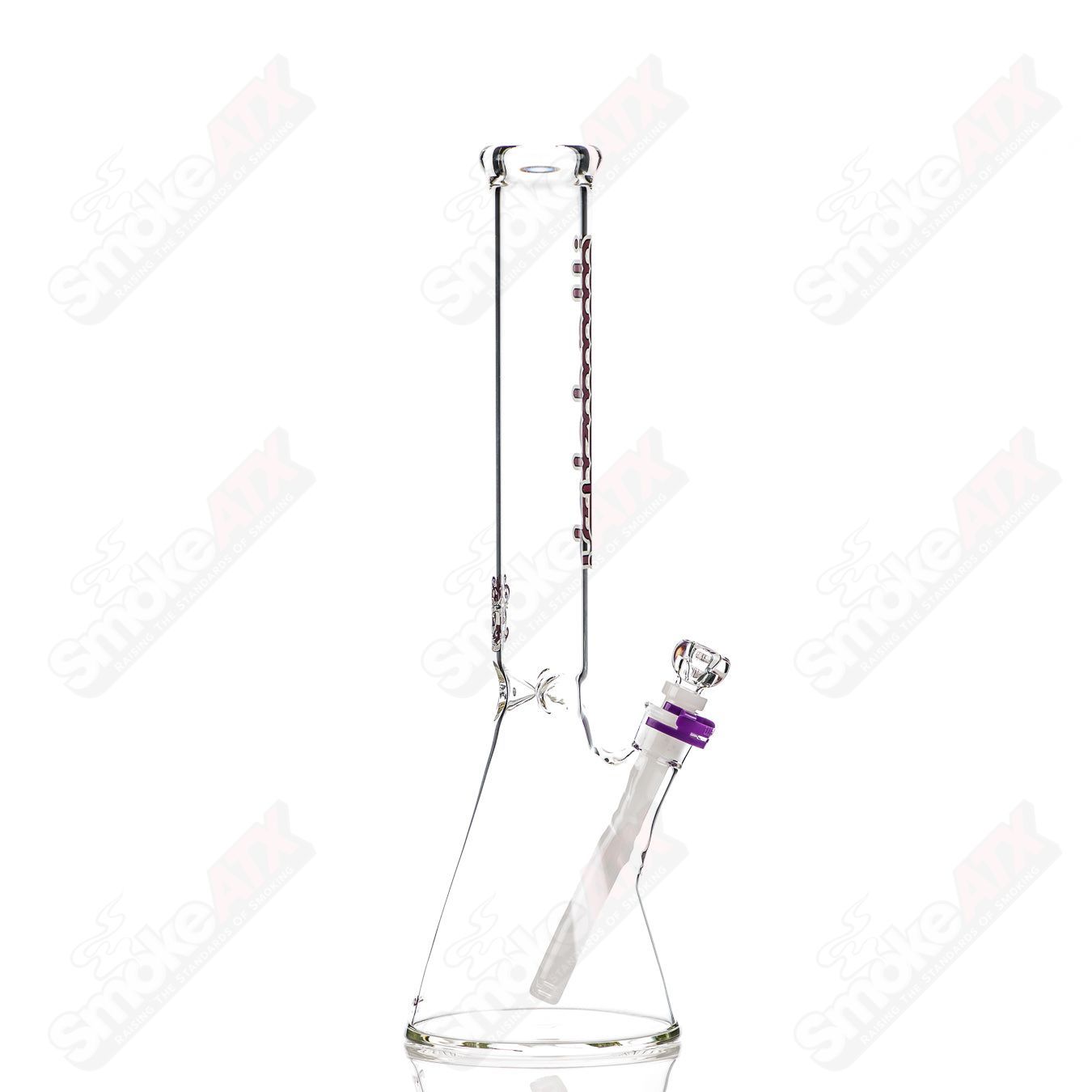 Purple 17-inch Illadelph short beaker glass with 5mm thickness, featuring a classic beaker shape and clear glass design.