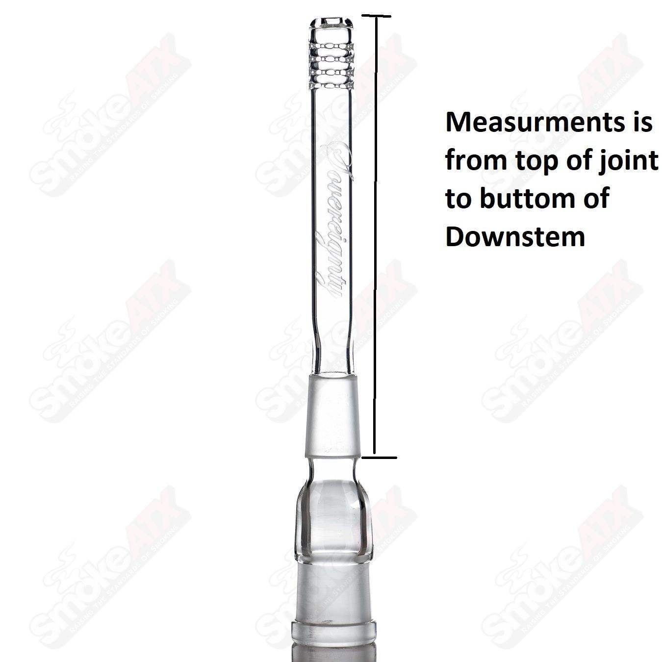 Sovereignty Glass 18/18mm 5.5-inch jet black color accent gridded downstem for glass bongs and pipes.