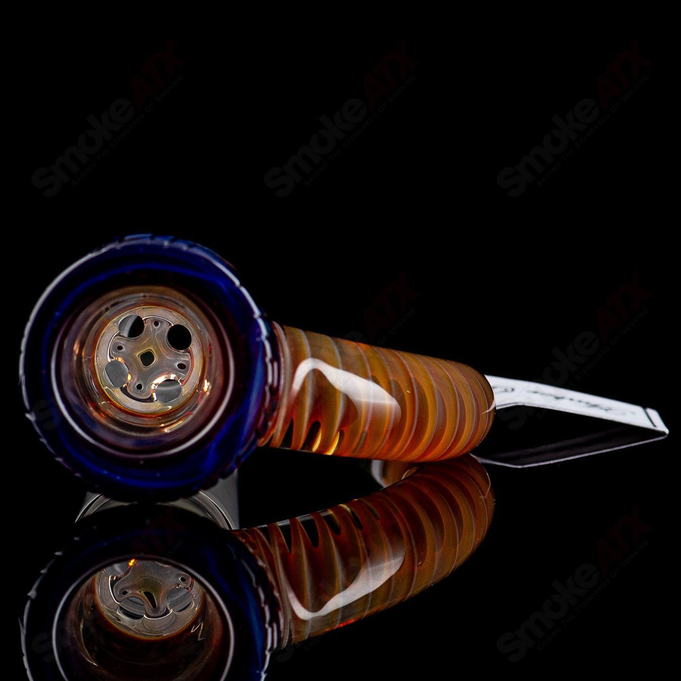 Sovereignty Glass 18mm #3 Full Accent Slide with Spiral Horn and Flame Polished Pattern Bowl in Amber Purple.