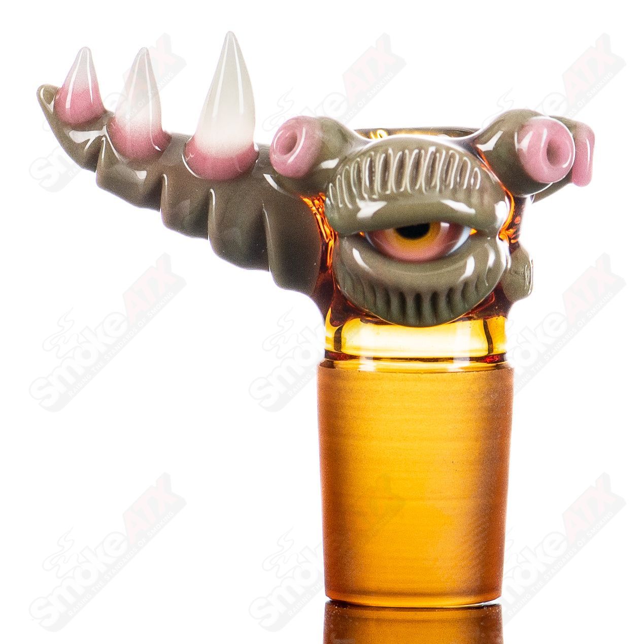 Amber Joint Spanish Olive Slide pendant by Salt Glass, 18mm Heady Glass jewelry with detailed olive design.