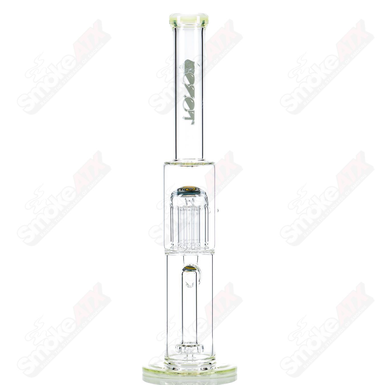 Toro Glass 18mm circular to 13-arm perc concentrate rig with reversal sections, heady glass design for smooth dabbing.