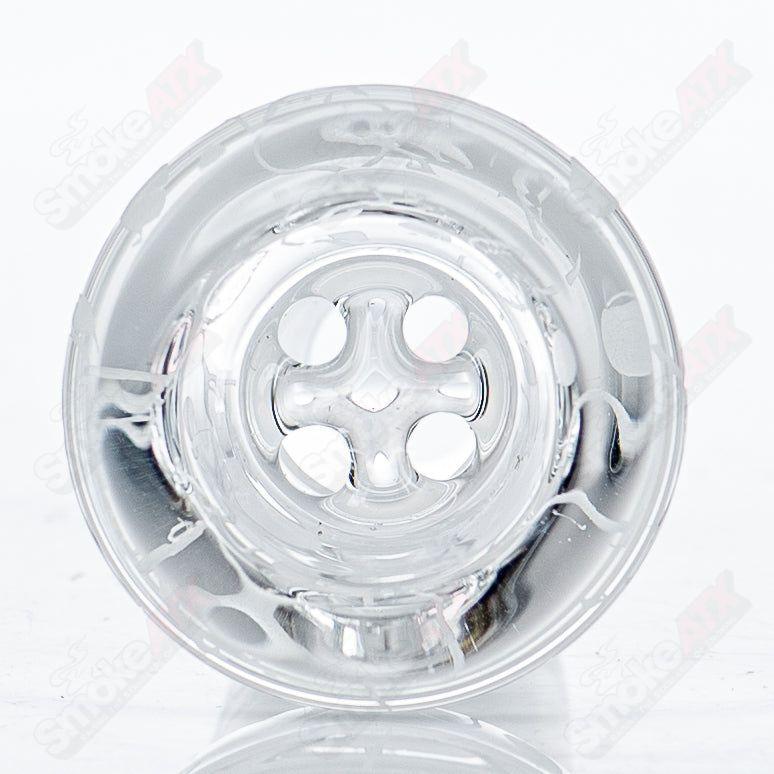Clear 18mm hornless slide bowl by Sovereignty Glass, designed for BloodShed Sovereignty glass pieces.