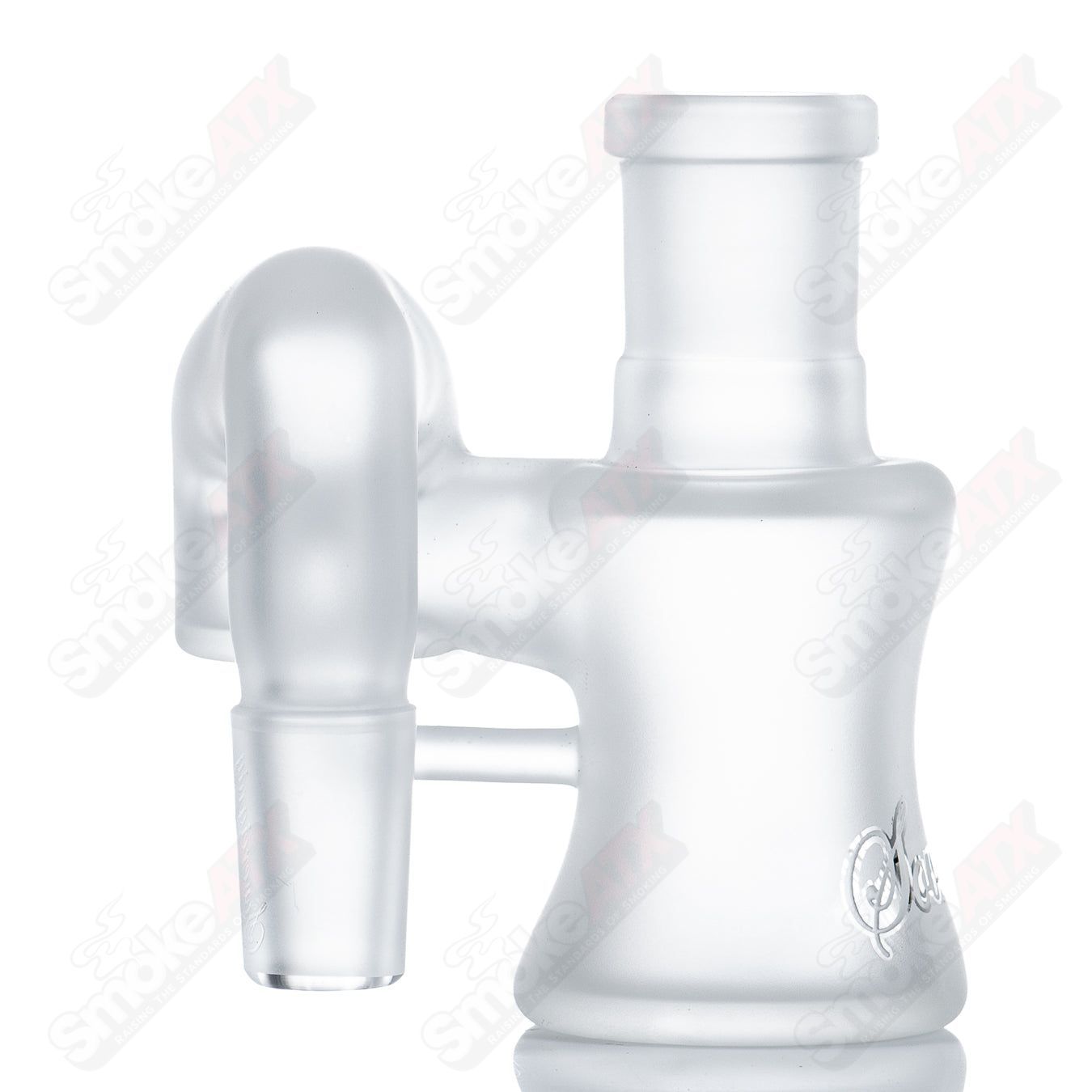 18mm frosted dry cleaner ash catcher by Sovereignty Glass, showcasing a glass ash catcher with a frosted finish and style #5.