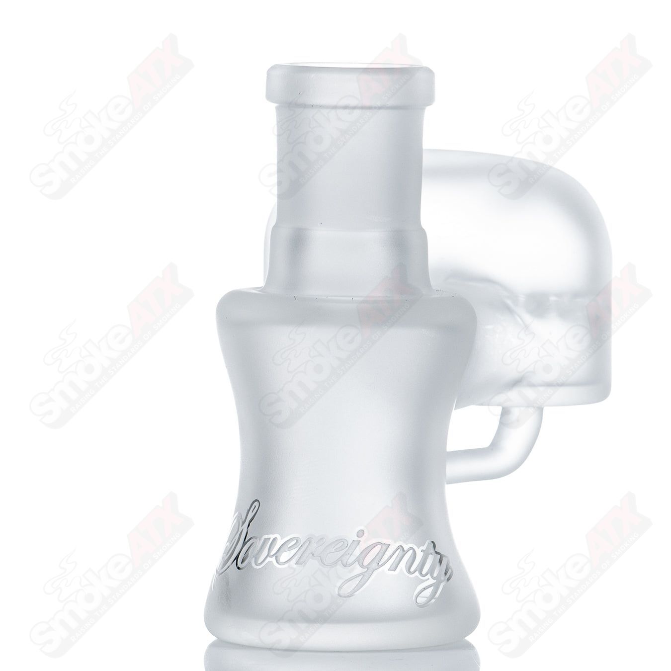 Frosted 18mm dry cleaner ash catcher by Sovereignty Glass, designed for glass bongs, with a sleek style and durable construction.