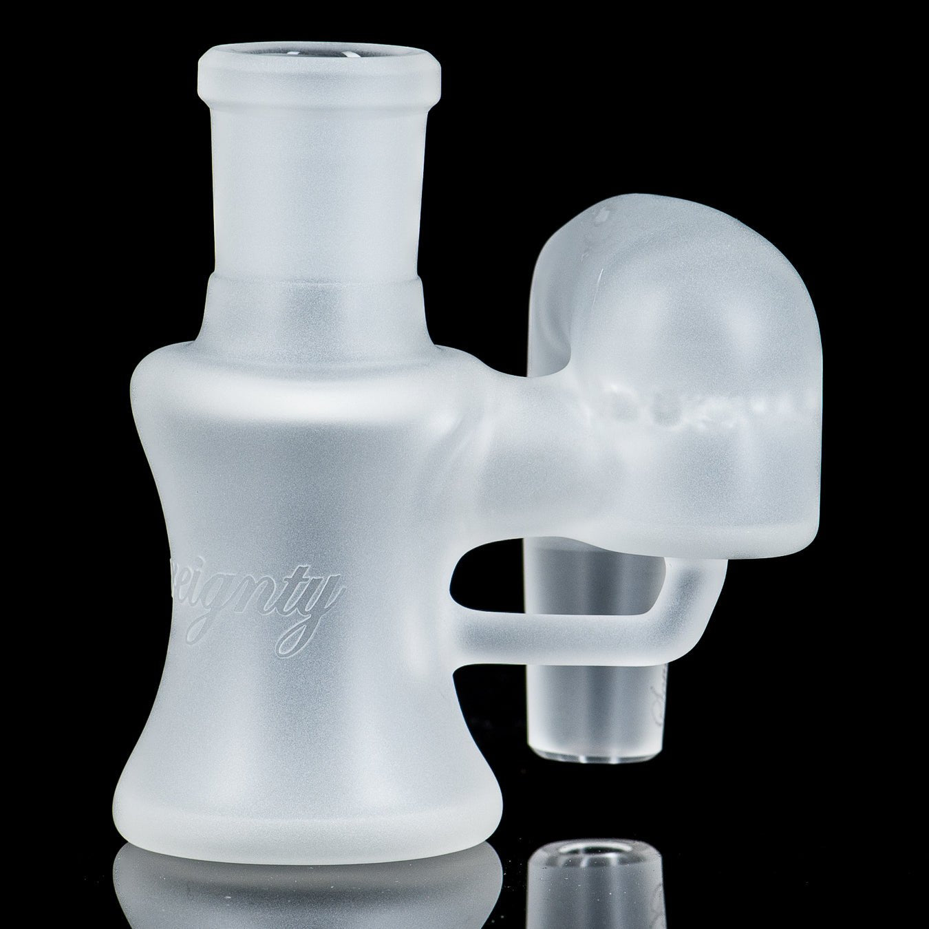 Frosted 18mm dry cleaner ash catcher by Sovereignty Glass, style #7, designed for glass bongs and filtration.