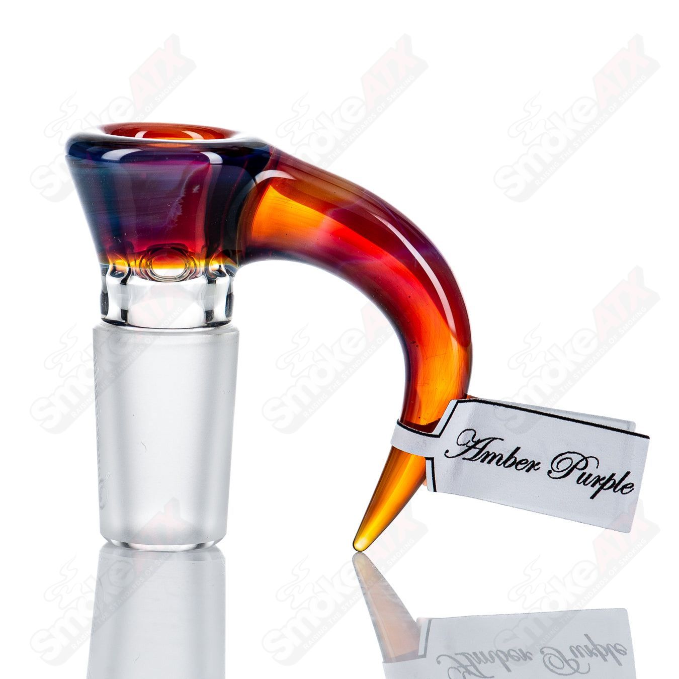 Sovereignty Glass 18mm Full Accent Slide in Amber Purple for heady glass bowls, featuring vibrant color and detailed design.