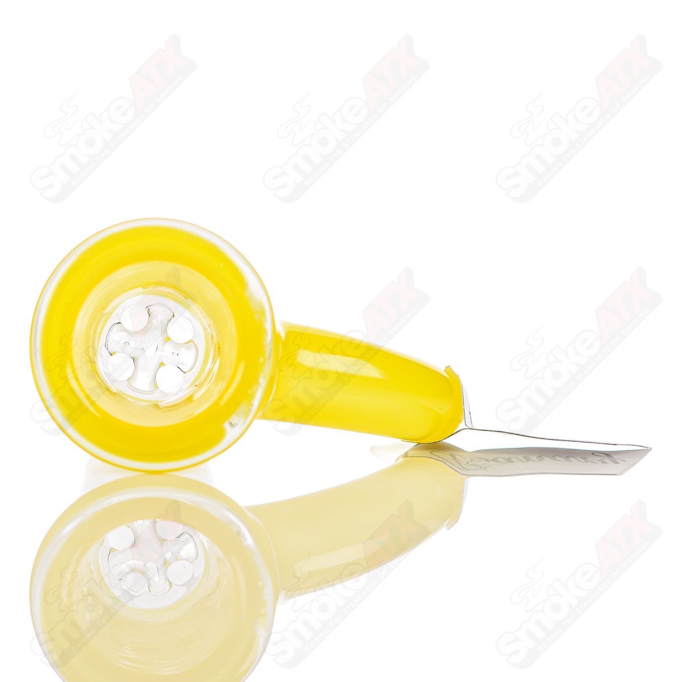 Sovereignty Glass 18mm Full Accent Slide in vibrant Canary color, designed for heady glass bowls with a sleek, modern look.