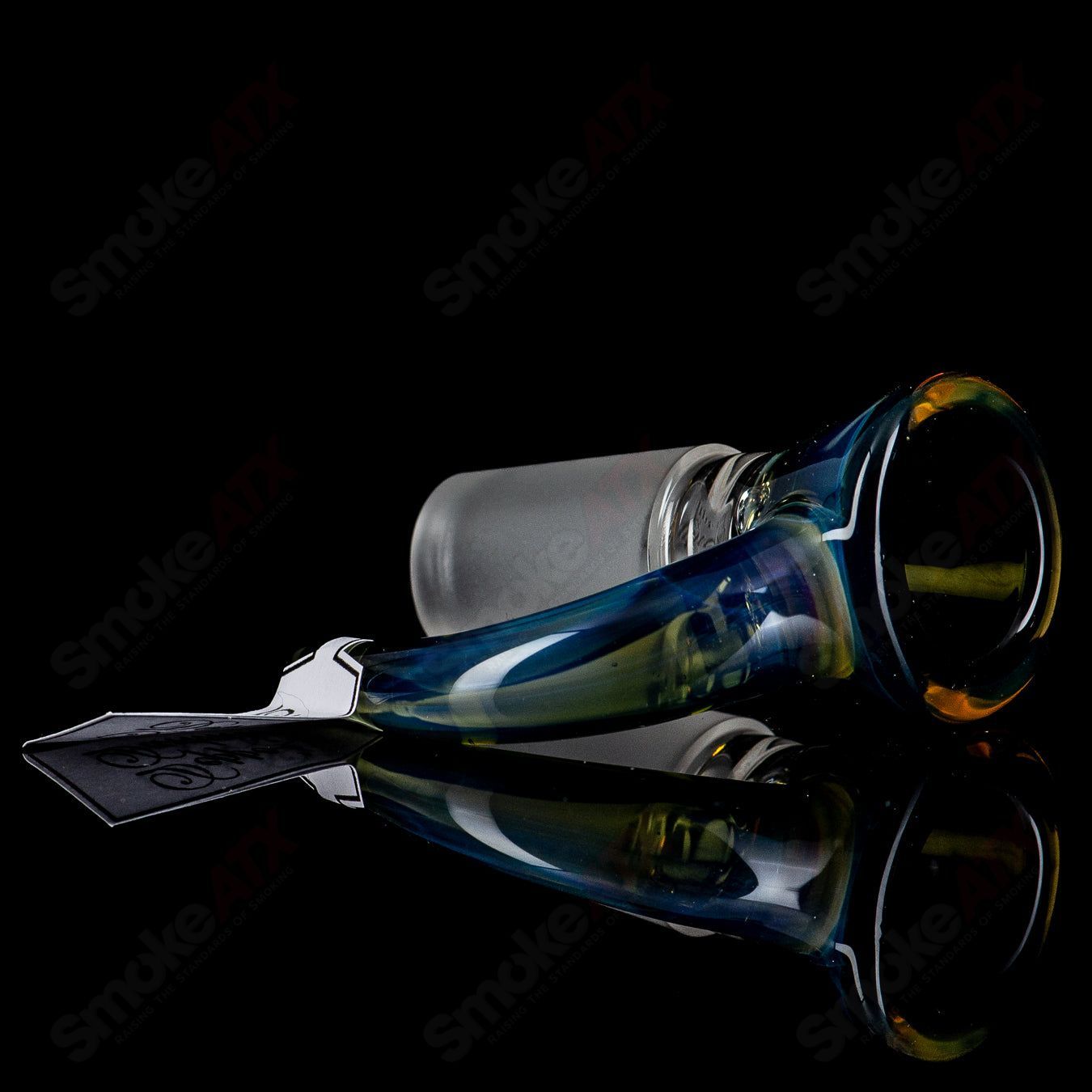 Sovereignty Glass 18mm Full Accent Slide in Deppe's Darkness, designed for heady glass bowls, with intricate color accents and glass details.