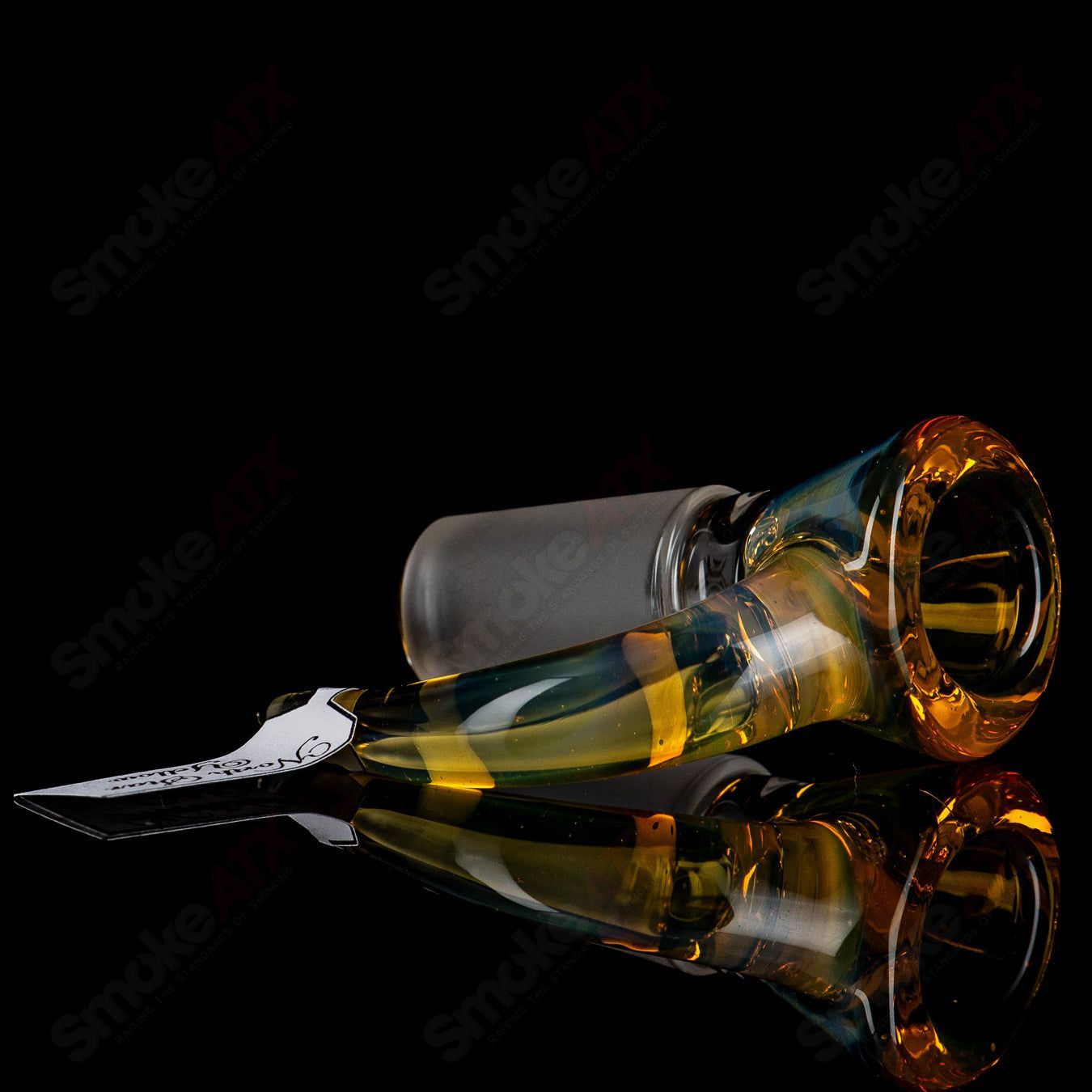 Sovereignty Glass 18mm Full Accent Slide in North Star Yellow, designed for Heady Glass bowls, showcasing vibrant color and intricate details.