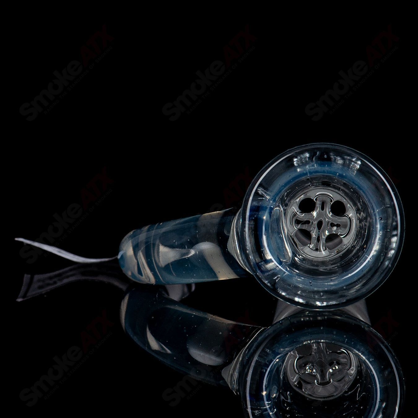 Sovereignty Glass 18mm Full Accent Slide with Rose Quartz and Atomic Kumquat design, designed for heady glass bowls.