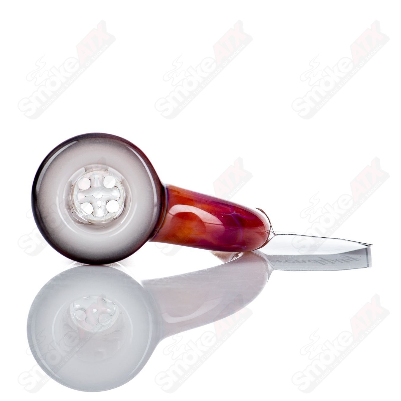 Sovereignty Glass 18mm Full Accent Slide in Serendipty design, designed for heady glass bowls with a vibrant, colorful pattern.