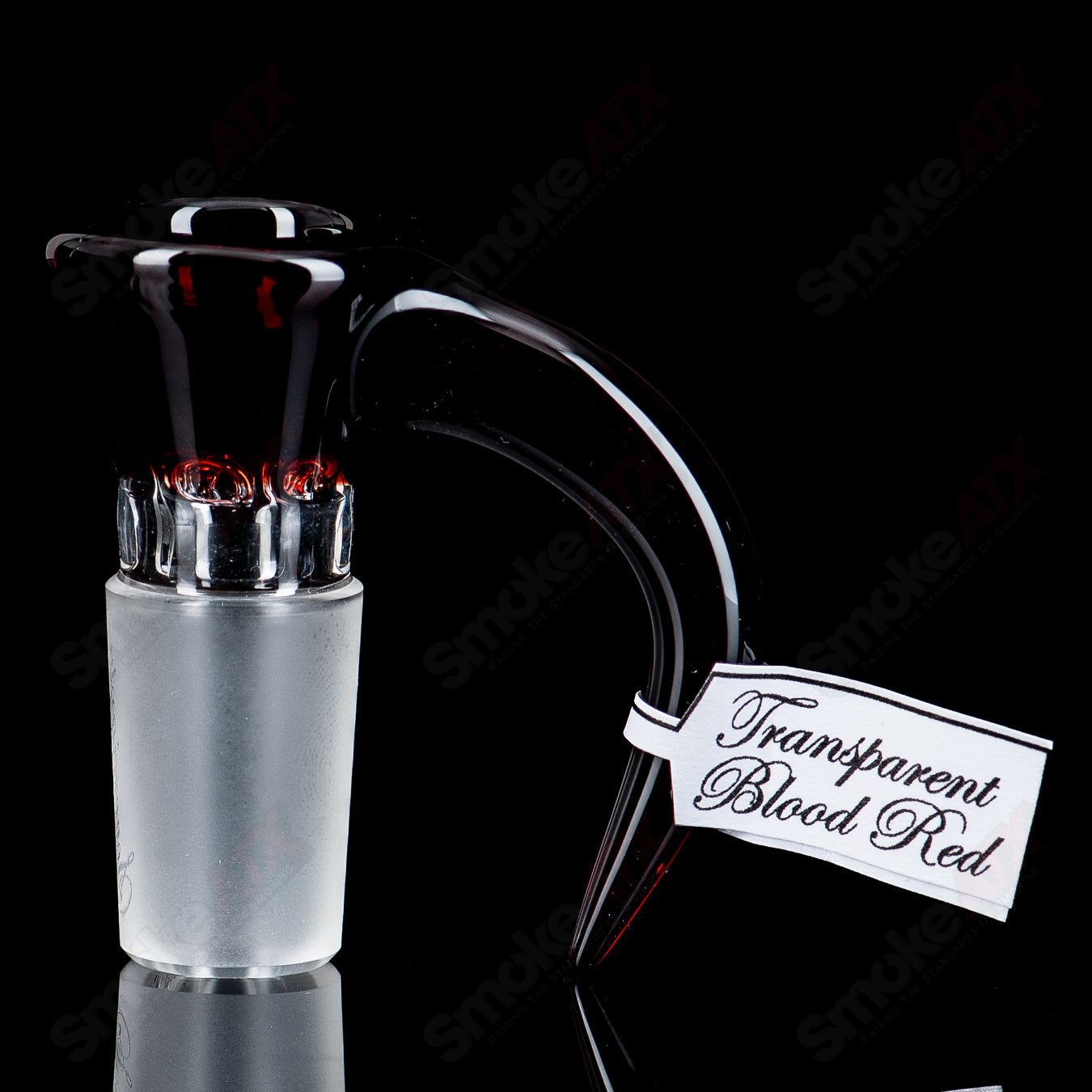 Sovereignty Glass 18mm full accent slide in transparent blood red, designed for heady glass bowls, with a sleek, vibrant appearance.