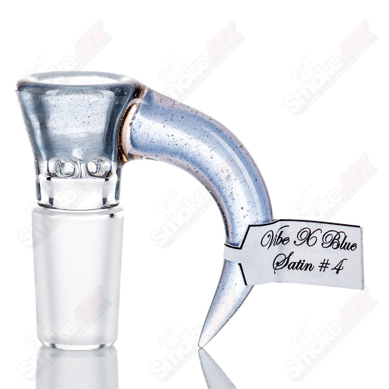 Sovereignty Glass 18mm Full Accent Slide in Vibe x Blue Satin #4, designed for heady glass bowls, showcasing blue satin accents.