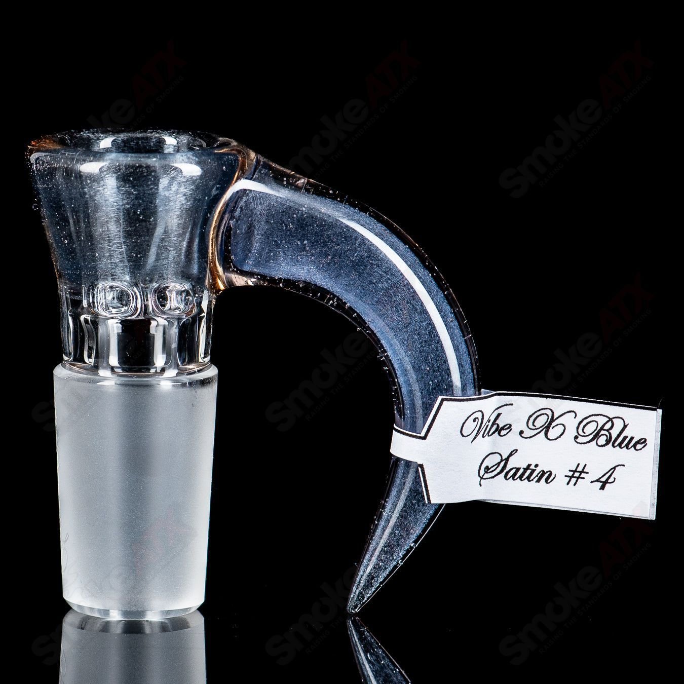 Sovereignty Glass 18mm Full Accent Slide in Vibe x Blue Satin #4, designed for heady glass bowls, with vibrant blue satin finish.