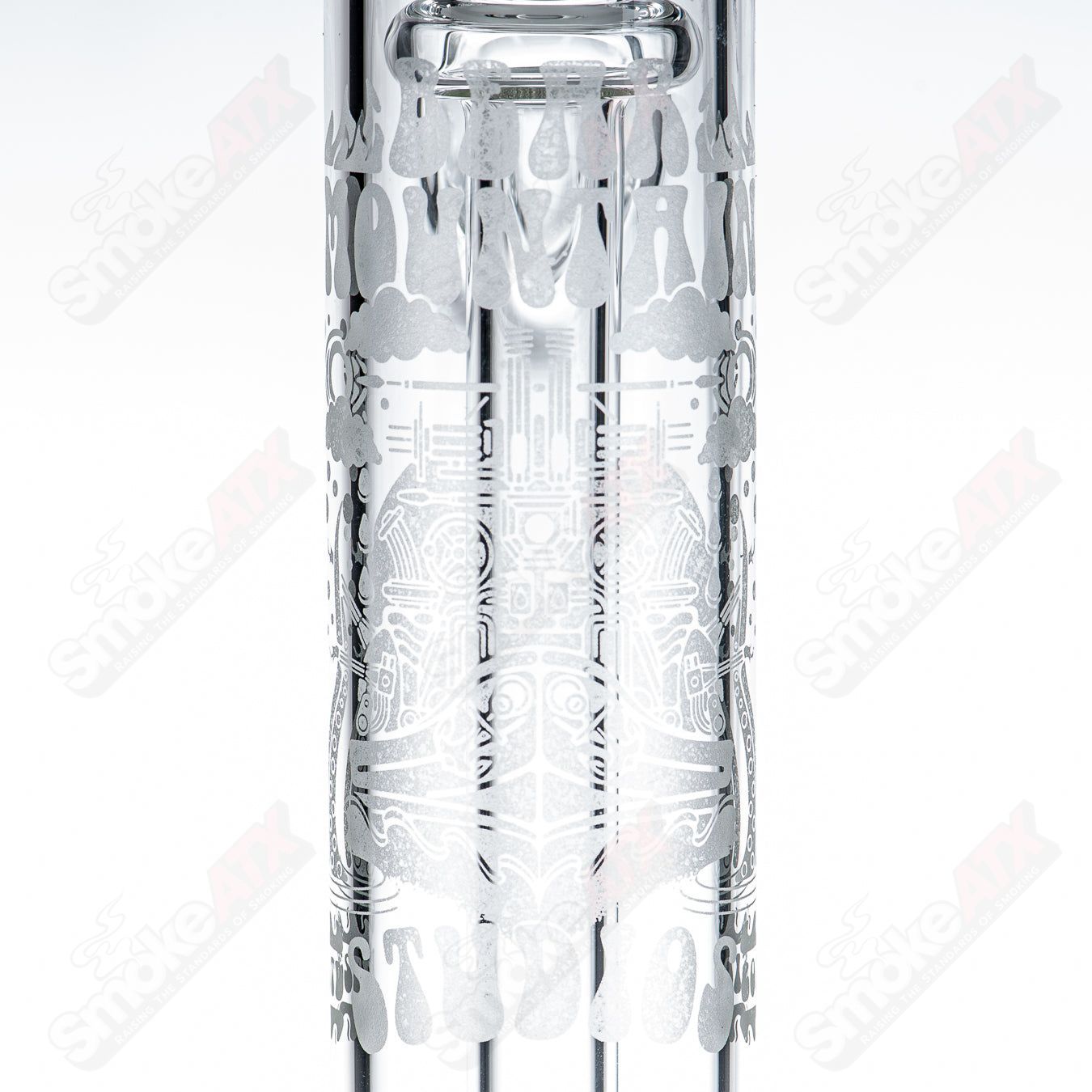 18mm King Ratchet Bubbler by Bear Mountain Studios, heady glass concentrate rig with intricate design and vibrant colors.