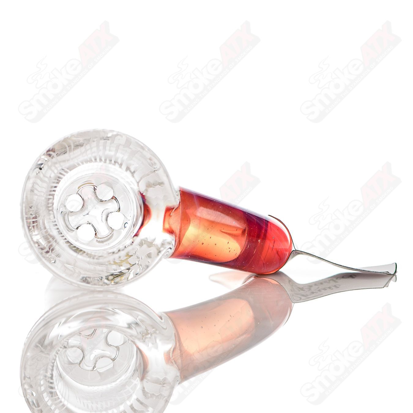 Sovereignty Glass 18mm Partial Accent Patterned Slide with Fruit Basket Blasted Pattern for Heady Glass Bowls.