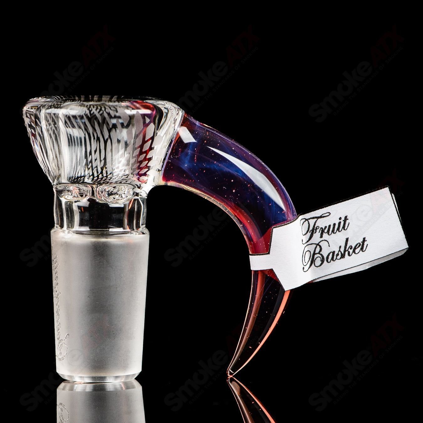 Sovereignty Glass 18mm partial accent patterned slide with fruit basket design and blasted pattern, for heady glass bowls.