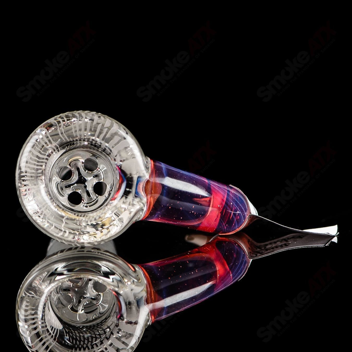Sovereignty Glass 18mm partial accent patterned slide with fruit basket and blasted design, designed for heady glass bowls.