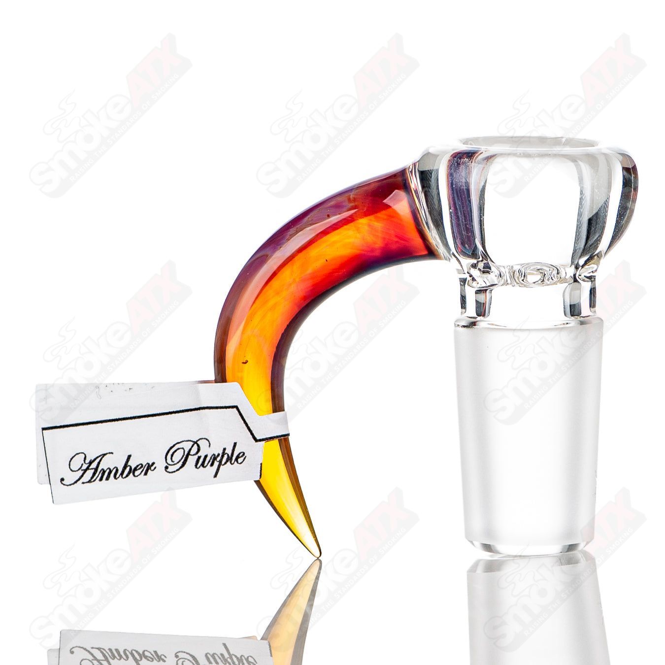 Amber purple 18mm partial accent slide for Heady Glass bowls by Sovereignty, featuring intricate glasswork and vibrant color details.