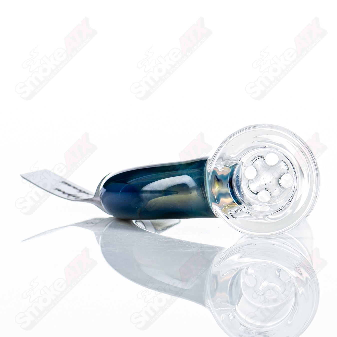 Sovereignty Glass 18mm partial accent slide with Deppes Darkness design, made of clear glass for use with smoking bowls