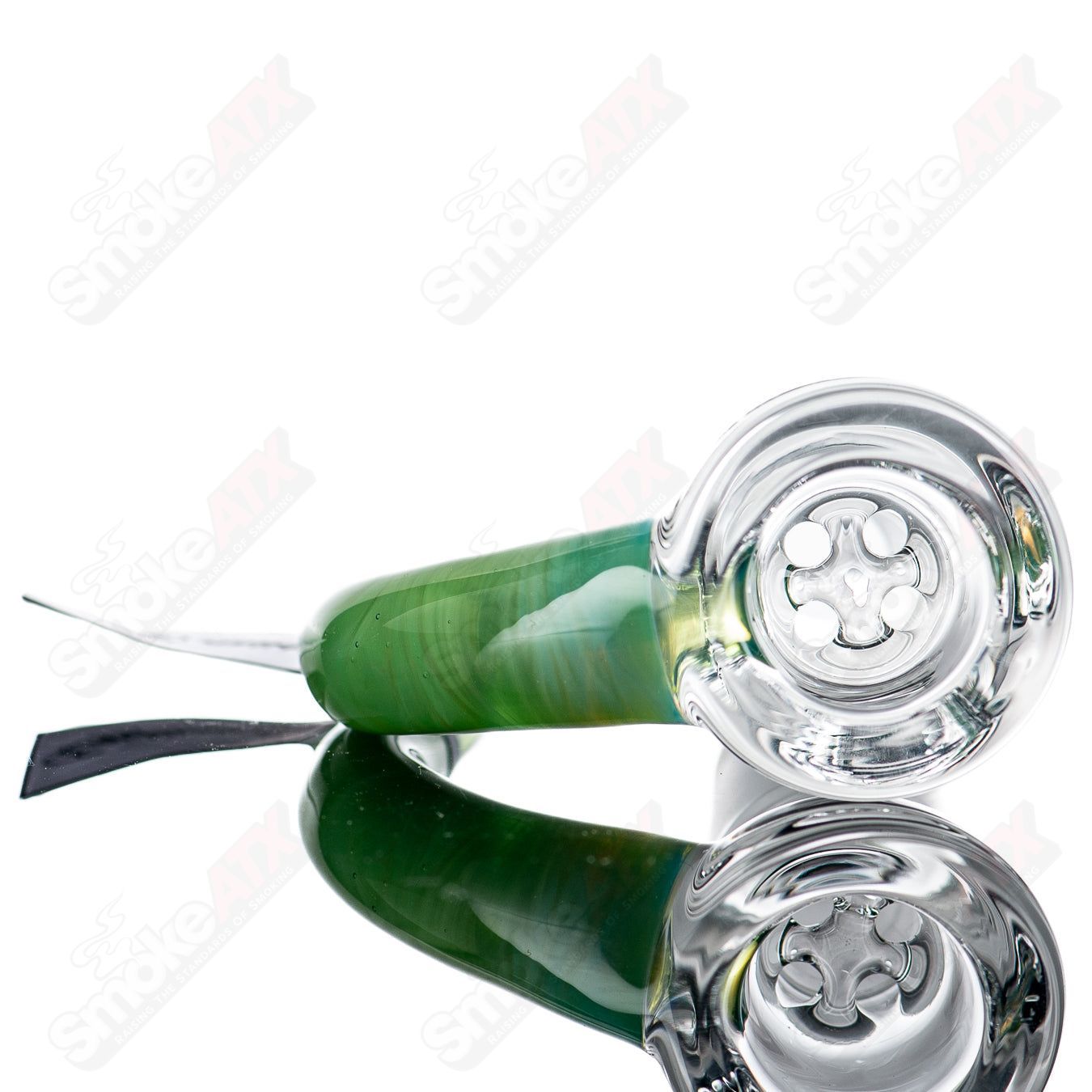 Sovereignty Glass 18mm Egyptian Green Partial Accent Slide for glass accessories, featuring a vibrant green decorative design.