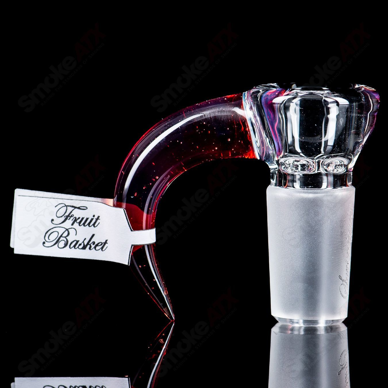 Sovereignty Glass 18mm Partial Accent Slide with Fruit Basket design, designed for Heady Glass bowls, detailed glass craftsmanship.