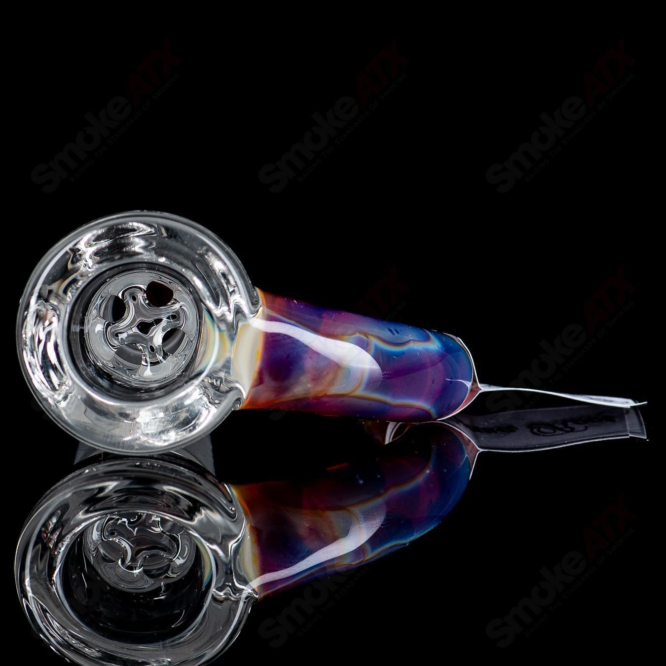 Sovereignty Glass 18mm Partial Accent Slide with Guava Root design, compatible with Heady Glass bowls, showcasing colorful glasswork.