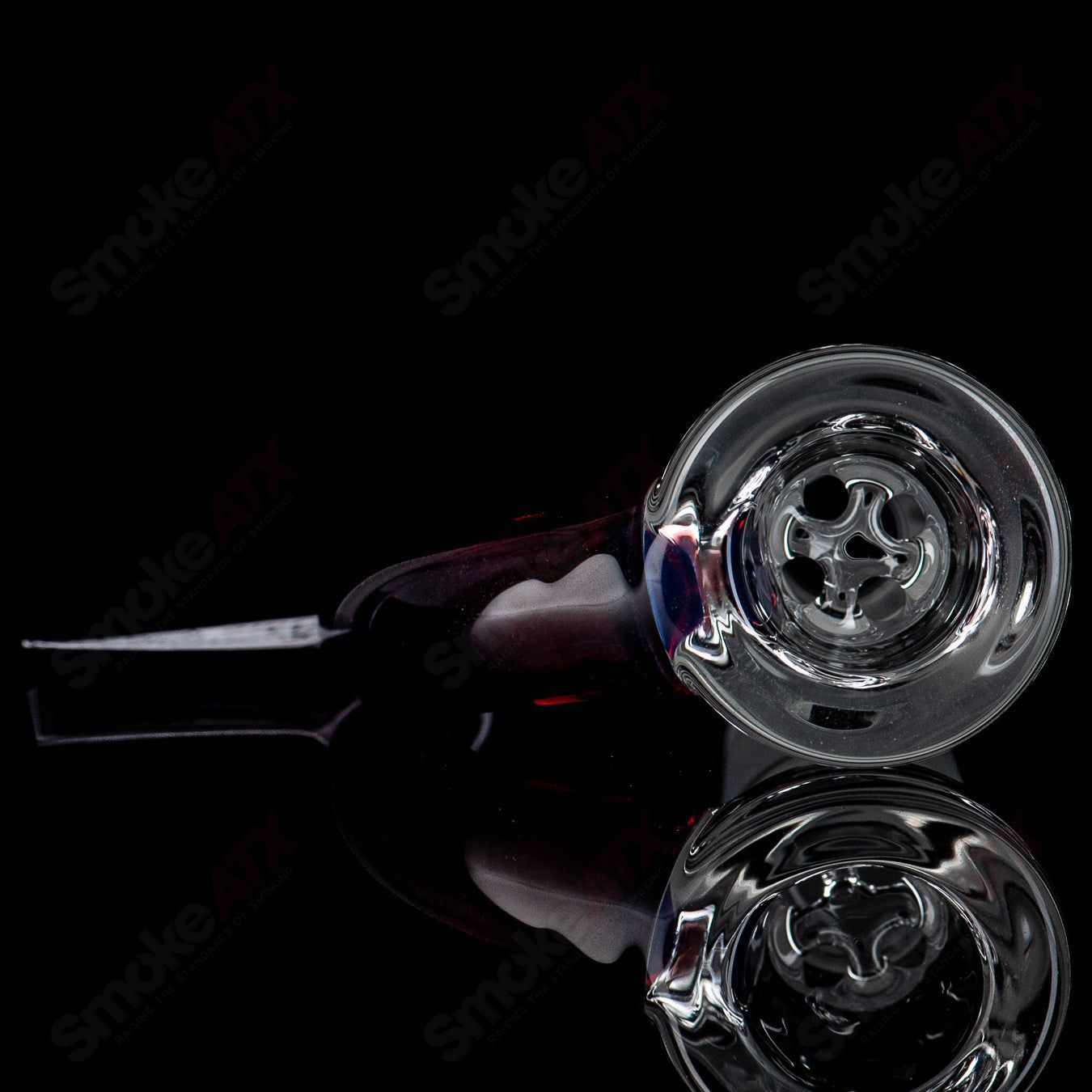 Sovereignty Glass 18mm Partial Accent Slide with Phoenix design and blue satin finish for heady glass bowls.