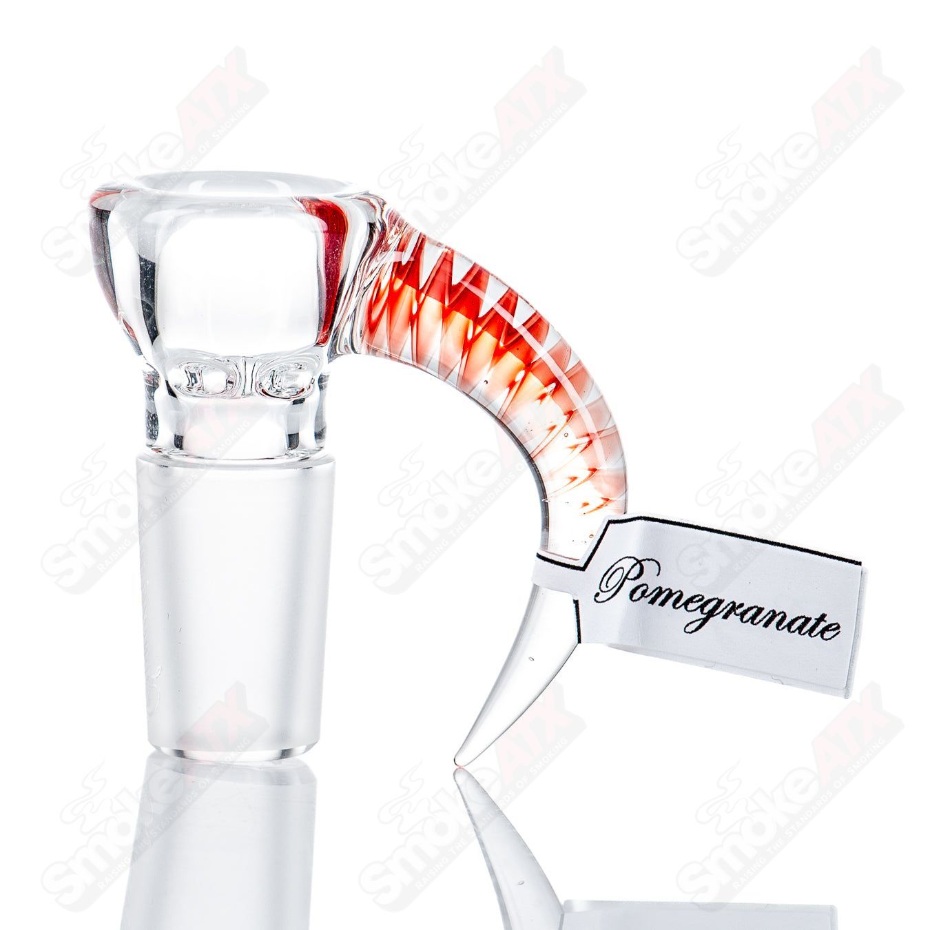 Sovereignty Glass 18mm partial accent slide in Pomegranate color, designed for Heady Glass bowls, with detailed pattern and vibrant finish.