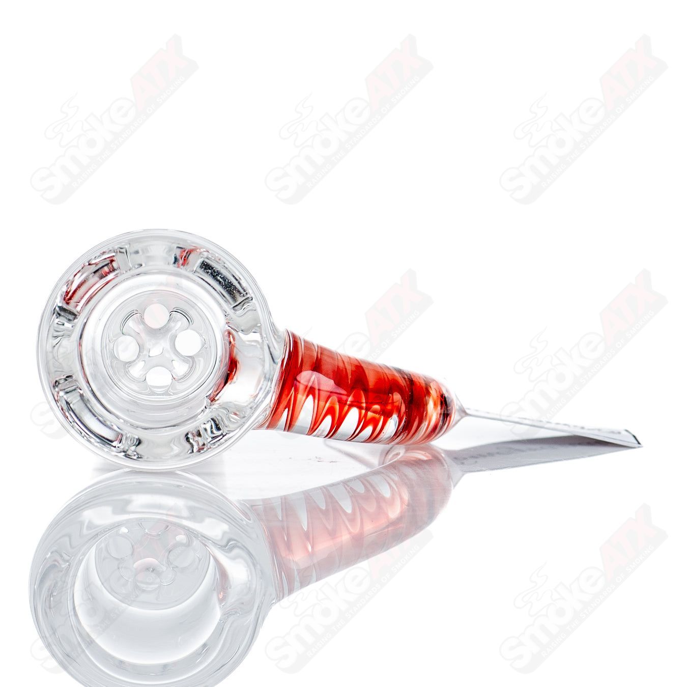 Sovereignty Glass 18mm Partial Accent Slide in Pomegranate with heady glass bowl, detailed design, and vibrant color.