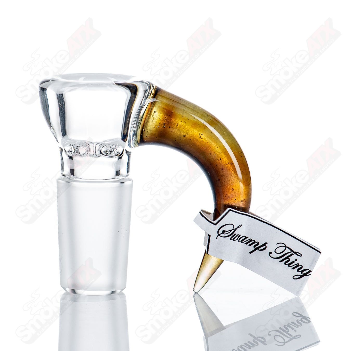 Sovereignty Glass 18mm Partial Accent Slide featuring Swamp Thing design, compatible with heady glass bowls for dabbing or vaporizers.