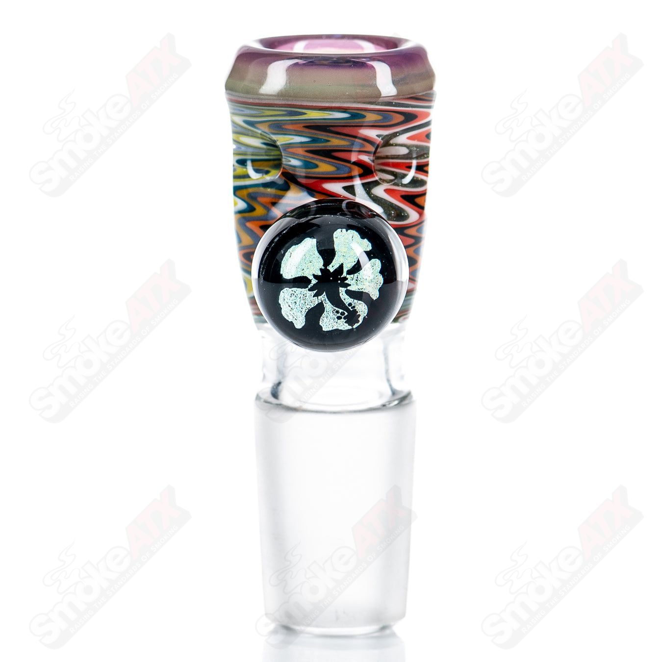 18mm Slide 5 - Hole (Wig Wag w Dichro Flower Mib) by Black Tuna - Smoke ATX