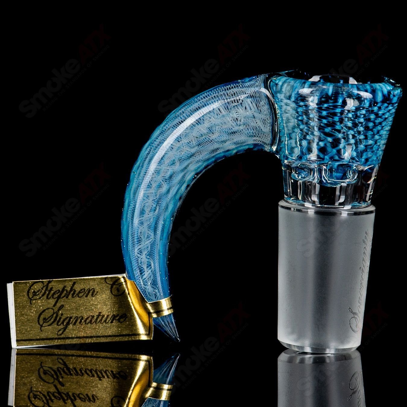Blue honeycomb 18mm Stephen C. Clear Joint Slide by Sovereignty Glass for heady glass bowls.