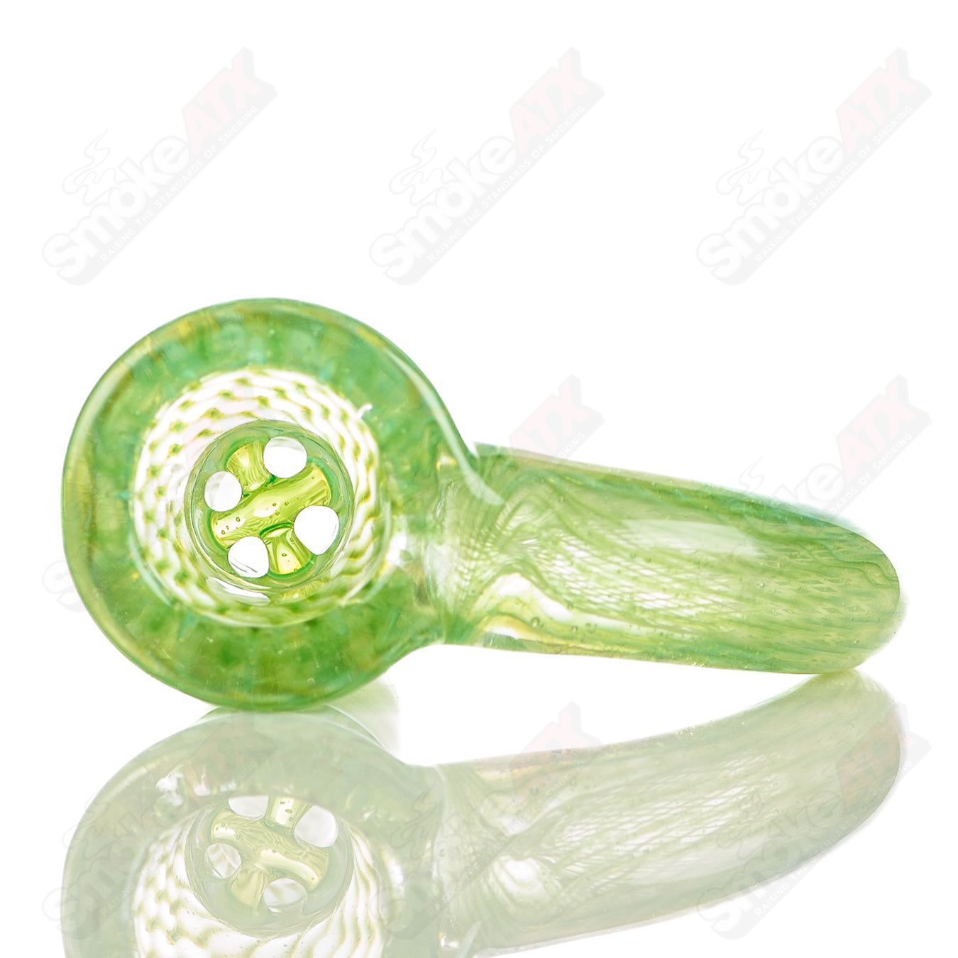 18mm Stephen C. Fully Worked Slide by Sovereignty Glass, handcrafted heady glass bowl with intricate design and vibrant colors.