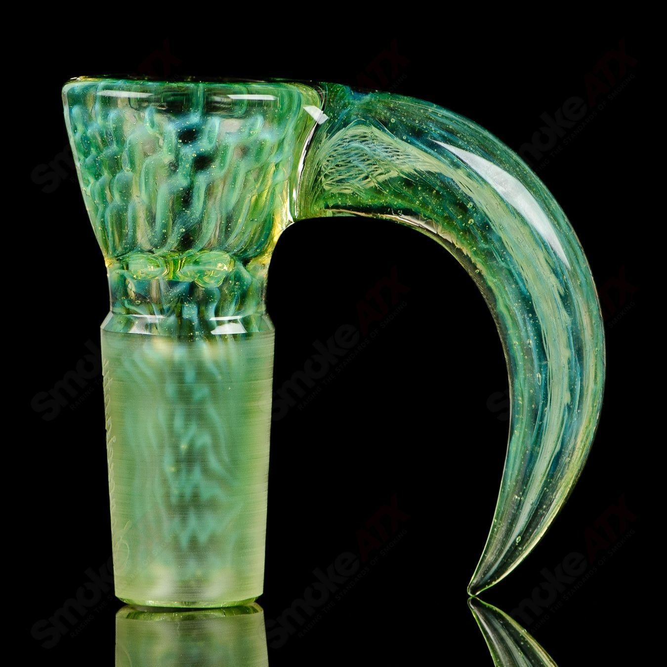 Sovereignty Glass 18mm Stephen C. Fully Worked Slide for Heady Glass bowls, featuring intricate glasswork and vibrant design.